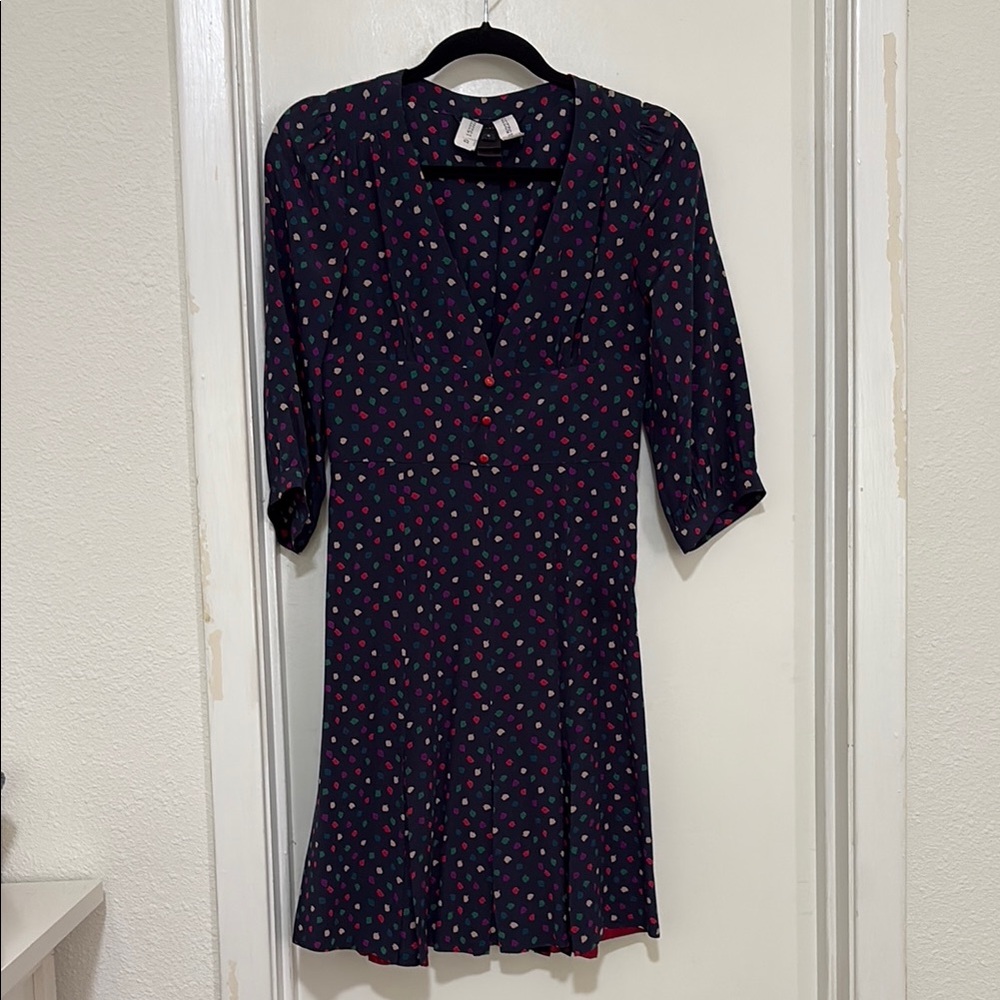 Elegant Marc Jacobs Navy Blue Polka Dot Dress - Multicolor